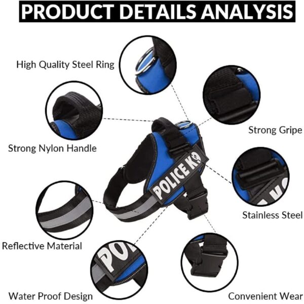 61SCGLBZXPL._SL1500_.jpg Emily Pets Police-K9 Dog Harness,No Pull Harness,Breathable and Easy Control with Handle & Leash Attachment ,Easy Walking Training for Dog,Dog Training No Escape Adjustable Reflective Vest(S,Dark Blue)