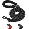 Heavy Duty Nylon Dog Leash, Anti Slip Padded Handle Long Dog Leash, Highly Reflective Leash for Dogs, Dog Rope for Small & Medium Dogs, Dog Training Leash, Black, 10MM 5 Feet Long.