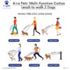 61TFUOqx2eL._SL1500_.jpg A+a Pets’ Multi-Function Cotton Leash to Walk 2 Dogs | Long, Short, Hands Free, Traffic, Running, Walking | Adjustable, Soft Comfortable (Pink & Purple)