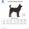 A+a Pets' Sequins Set of 5- Harness, Leash, Collar, Bow & Poo Bag Pouch for Dogs and Cats (2XL, Red)