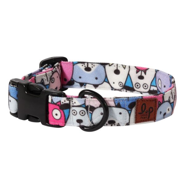Lana Paws Polyester Googly Eyes Durable Fabric Dog Collar Belt For Large Dogs_Pack Of 1, Blue,24X1.5 Inch