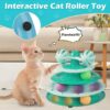 Interactive Tower of Tracks Feather Toy for Cats | 3 Layer Puzzle with 2 Colorful Balls | Turntable Interactive Kitten Fun Mental Physical Exercise Puzzle Toys for Playtime