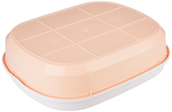 Amazon Basics Cat Litter Box Tray with Free Scooper | Semi Closed Design and Durable Quality | Suitable for All Adult Cats & Kittens, Pink