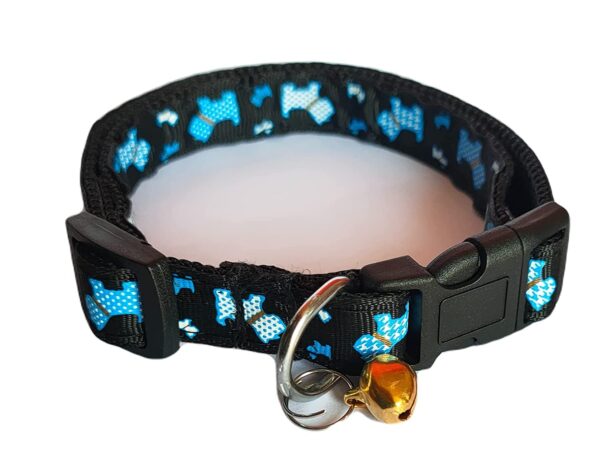 PSK PET MART Dog Collar and Leash Set Puppy Printed, Adjustable Nylon Collar with Leash for Cat and Small Dogs, Quick Release and Breathable Collar Set for Puppies, Dog & Cat 10 MM (Black)