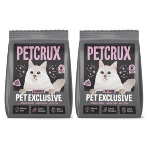 PetCrux Pet Exclusive White Sand Lavender Scented Cat Litter | Made with The Highest Grade White Sand | Superior Odour Control | 99.9% Dust Free Scoopable (for Multiple Cats), 5kg, Pack of 2