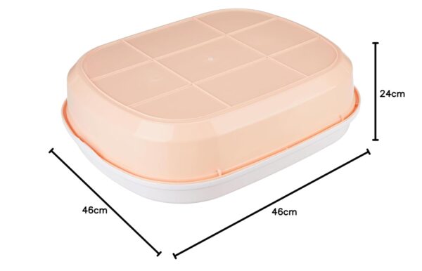 Amazon Basics Cat Litter Box Tray with Free Scooper | Semi Closed Design and Durable Quality | Suitable for All Adult Cats & Kittens, Pink