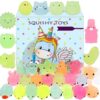 2 Pack Squishies Mochi Squishy Toys Glow in The Dark Party Favors for Kids - Mini Kawaii Squishies Mochi Animals Stress Relief Squishy Pack Squishy Cat Squishys with Storage Box
