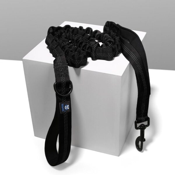 61V9OCARRBL._SL1000_.jpg Hank Army Tactical Dog Leash | 3M Reflective | Heavy Duty Rope | Military Grade Metal Hook | Stretchable | Soft Double Handle | Suitable for Training, Walking, Adventure (Black 6 Feet)