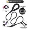 61VBV3Oo0QL._SL1500_.jpg Furco Dog Leash Dog Belt Heavy Duty Nylon | Anti Slip Padded Handle Long Dog Leash Highly Reflective Leash for Dogs Rope for Medium & Large Dogs 12 mm Thickness (Black, 6.5 Feet Long)