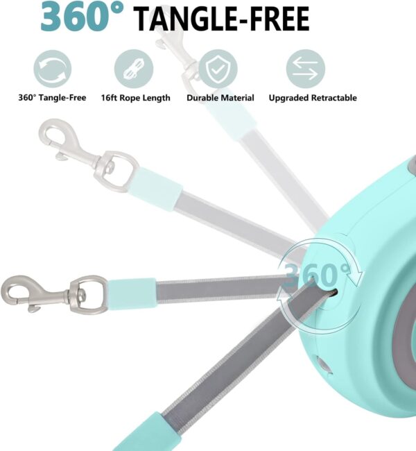 Retractable Dog Leash for Dogs Size Upto 50kgs.-16ft, 360° Tangle-Free Heavy Duty Pet Walking Leash with LED Light,One Handed Brake & Pause Lock, Premiun Quality,Green Color