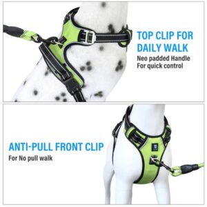 Dog Harness No Pull Harness 3M Reflective Dog Belt for Small Medium Large Dogs Easy Control Dog Chest Belt - No More Pulling or Choking (Small, Neon Green)