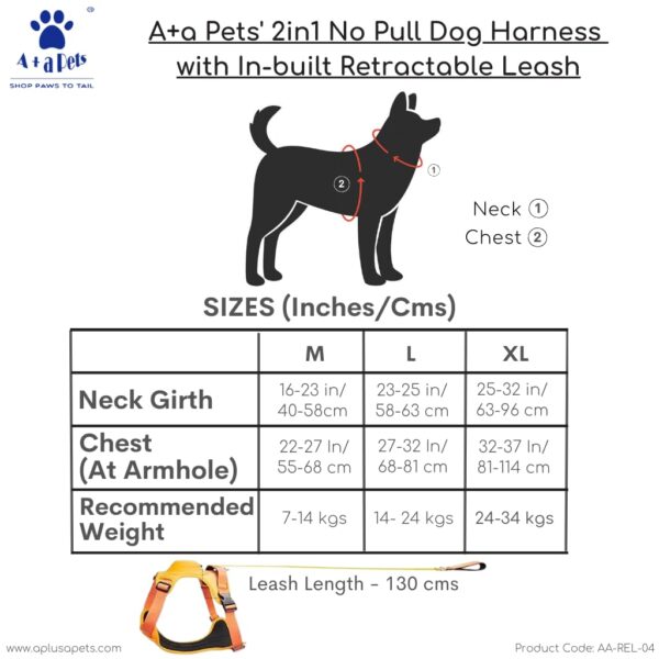 61VWinSF2hL._SL1024_.jpg A+a Pets' 2in1 No Pull Dog Harness & Leash Combo | Handsfree Multi Function Pet Vest with Built-in Retractable Leash | Automatic Comfortable Body Belt (XL, Orange)