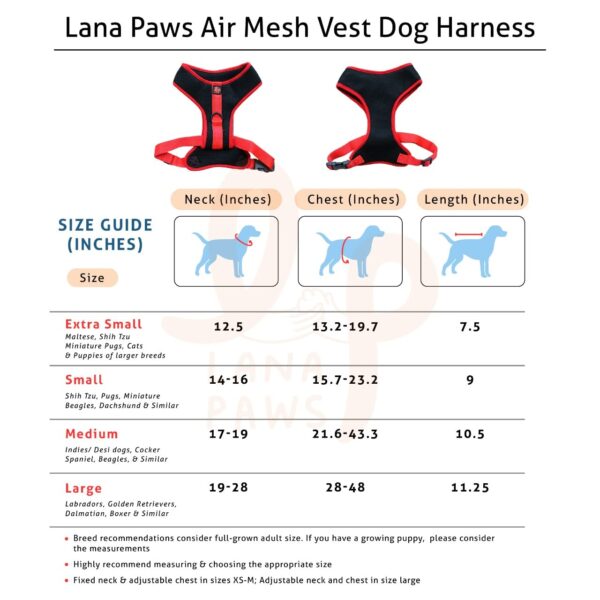 61VfU8YFoEL._SL1280_.jpg Lana Paws Breathable, Comfortable & Sturdy Mesh Harness for Dogs, S, Black