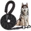 Boltz Heavy Duty Nylon Night Reflective Leash 5 Feet, ½ Inch Thick Reflective Training Rope for Small, Medium and Large Dogs, Strong and Durable Padded Handle & Night Reflective Leash (5 Feet, Black)