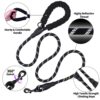 Pull Dog Harness Adjustable Easy Control Medium Large Dog Harness with A Free Heavy Duty 5ft Dog Leash, Dogs Neck Collar with Personalized Dog Name, Highly Reflective Rope Cord Training Leash