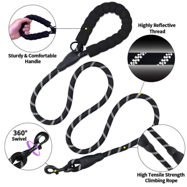 Pull Dog Harness Adjustable Easy Control Medium Large Dog Harness with A Free Heavy Duty 5ft Dog Leash, Dogs Neck Collar with Personalized Dog Name, Highly Reflective Rope Cord Training Leash