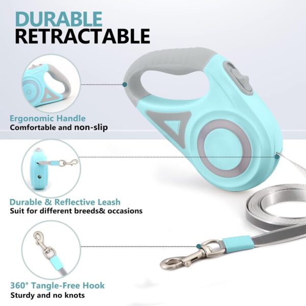 Retractable Dog Leash for Dogs Size Upto 50kgs.-16ft, 360° Tangle-Free Heavy Duty Pet Walking Leash with LED Light,One Handed Brake & Pause Lock, Premiun Quality,Green Color