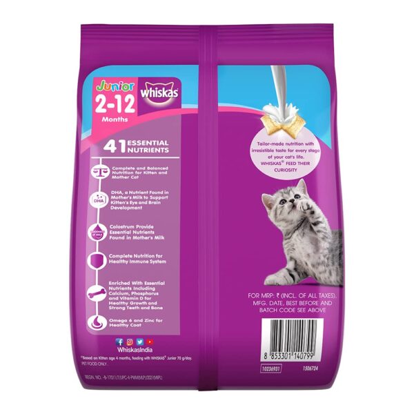 61WtrruWBDL._SL1000_.jpg Whiskas Wet Food for Kittens (2-12 Months), Tuna in Jelly Flavour, 48 Pouches (48 x 85g)&Whiskas Dry Food for Kittens (2-12 Months), Ocean Fish Flavour, 450g Pack