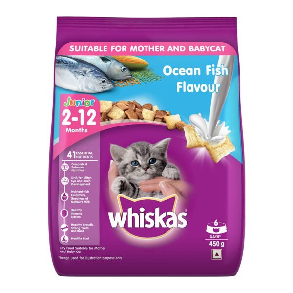 61X4aEbAtzL._SL1000_.jpg Whiskas Wet Food for Kittens (2-12 Months), Tuna in Jelly Flavour, 48 Pouches (48 x 85g)&Whiskas Dry Food for Kittens (2-12 Months), Ocean Fish Flavour, 450g Pack