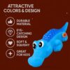 What's Poppin Crocodile Squeaky Dog Toy for Chewing, Fetch & Interactive Play | Textured Pet Toy for Dogs & Puppies | Built-in Squeaker, Gum Massage & Dental Care | Fun Alligator Chew Toy for Pets