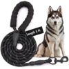 Boltz Heavy Duty Nylon Night Reflective Leash 5 Feet, ½ Inch Thick Reflective Training Rope for Small, Medium and Large Dogs, Strong and Durable Padded Handle & Night Reflective Leash (5 Feet, Black)