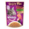 61Xg19cAjML._SL1000_.jpg Whiskas Tasty Mix, Adult (1+ Years) Wet Cat Food with Real Fish, Seafood Cocktail Wakame Seaweed in Gravy Flavour, 12 x 70 g Pouches