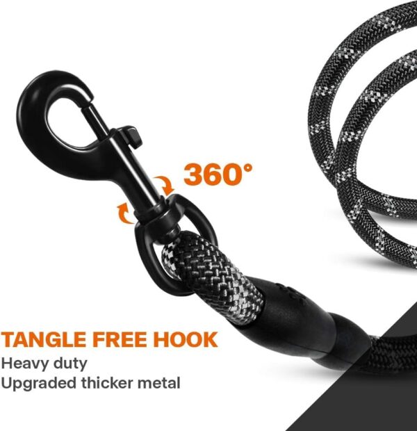 Taglory Rope Dog Leash 4 FT with Comfortable Padded Handle, Highly Reflective Threads Dog Leash for Medium Dogs, 3/8 inch, Black