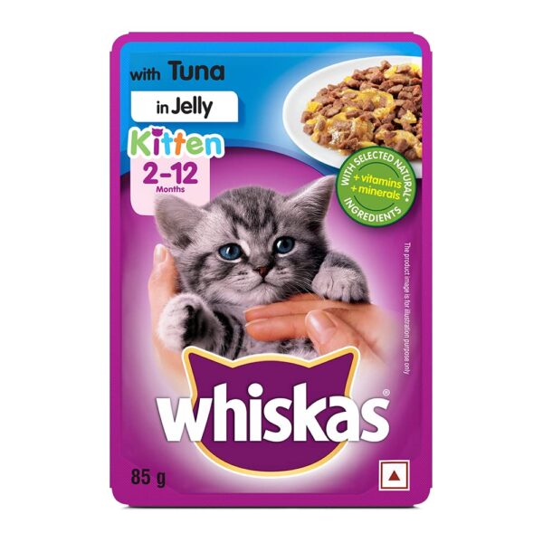 61Y4eUudvKL._SL1000_.jpg Whiskas Wet Food for Kittens (2-12 Months), Tuna in Jelly Flavour, 48 Pouches (48 x 85g)&Whiskas Dry Food for Kittens (2-12 Months), Ocean Fish Flavour, 450g Pack