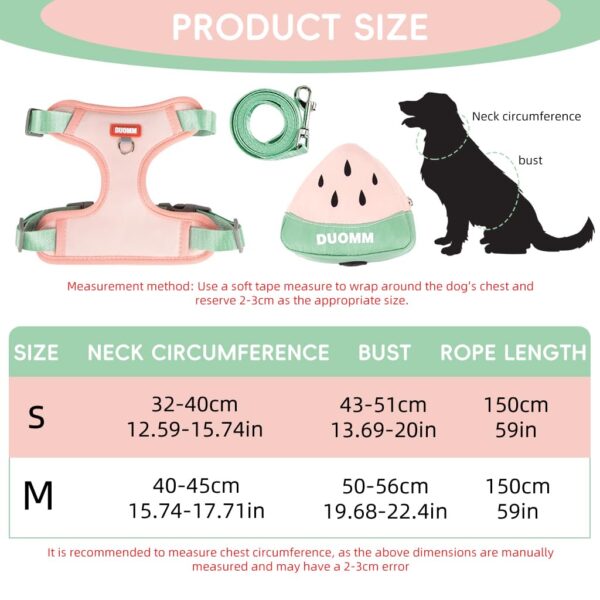 Qpets® Dog Harness Vest, Cute Puppy Pet Harness with Removable Zipper Pouch & Dogs Leash, 4-Way Adjustable Dog Vest Harness Quick Release for Small Dog Cat Harness (S, Neck 32-40cm, Bust 43-51cm)