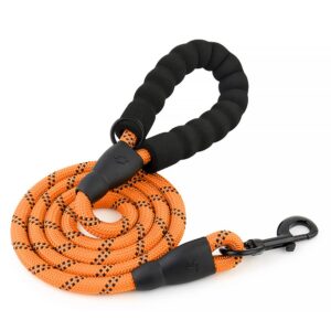 HANK Dog Leash | 3M Reflective Dog Rope | Soft HANK Dog Leash | 3M Reflective Dog Rope | Soft Comfortable Handle | Heavy Duty Belt Hook | (Suitable Up to 10KG - Small Breed) - 5 Feet Long (S - Neon Orange)