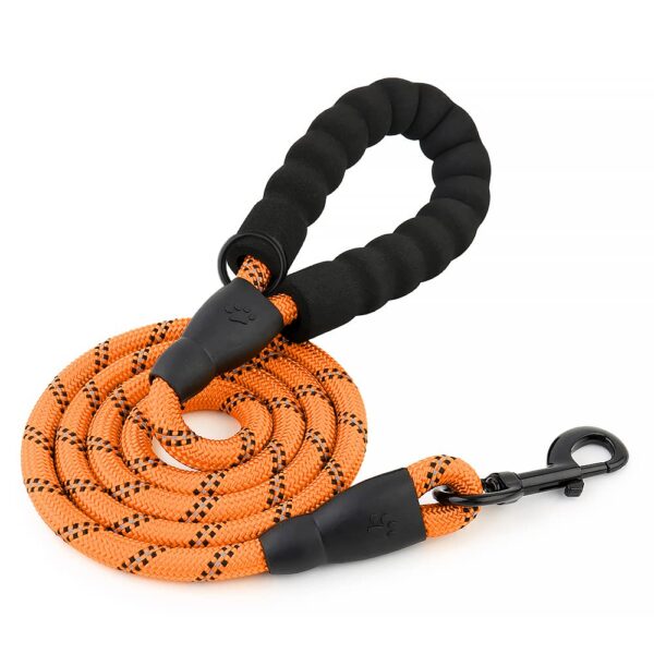 HANK Dog Leash | 3M Reflective Dog Rope | Soft Comfortable Handle | Heavy Duty Belt Hook | (Suitable Up to 10KG - Small Breed) - 5 Feet Long (S - Neon Orange)