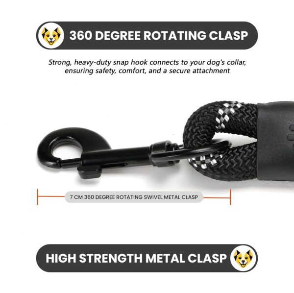 61YvA7mW-uL._SL1500_.jpg Furco Dog Leash Dog Belt Heavy Duty Nylon | Anti Slip Padded Handle Long Dog Leash Highly Reflective Leash for Dogs Rope for Medium & Large Dogs 12 mm Thickness (Black, 6.5 Feet Long)