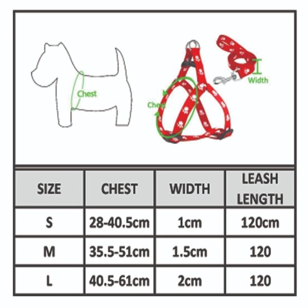 61ZfDBVx8FS._SL1100_.jpg KUTKUT Adjustable |Cute Paws Print Heavy Duty |No Pull Pet Back Clip Halter Harness & Leash for Puppies (Size: S, Adjustable Chest: 28-38cm)