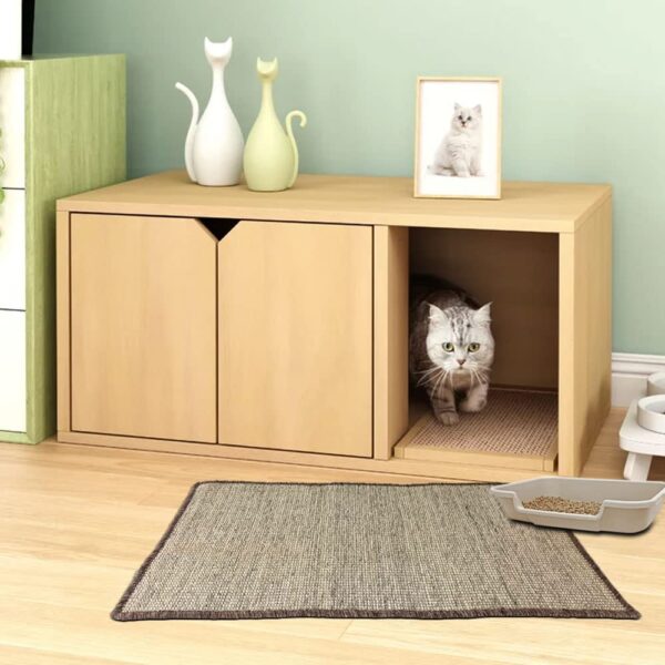 Mats Avenue Cat Litter Box and Tray Mat Natural Sisal Hand Made Beige Color with Wool Yarn End Finishing (45x75 CM)