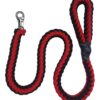 PETLICIOUS & MORE Heavy Duty Dog Tough Nylon Braided Dog PETLICIOUS & MORE Heavy Duty Dog Tough Nylon Braided Dog Leash For Medium Dogs Maxi Dogs & Large Dogs (Red & Black),60 cm