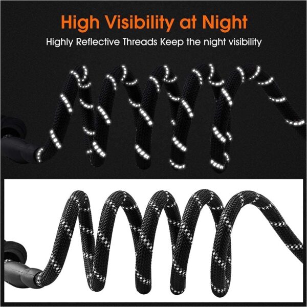 Heavy Duty Nylon Dog Leash, Anti Slip Padded Handle Long Dog Leash, Highly Reflective Leash for Dogs, Dog Rope for Small & Medium Dogs, Dog Training Leash, Black, 10MM 5 Feet Long.