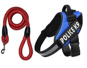 Hachiko Dog Harness with Rope | No Pull Dog Body Hachiko Dog Harness with Rope | No Pull Dog Body Belt | Reflective Dog Vest Oxford Fabric | Soft Padded Easy Control Dog Chest Neck Belt | No More Pulling Or Choking (Small, Blue,Red)