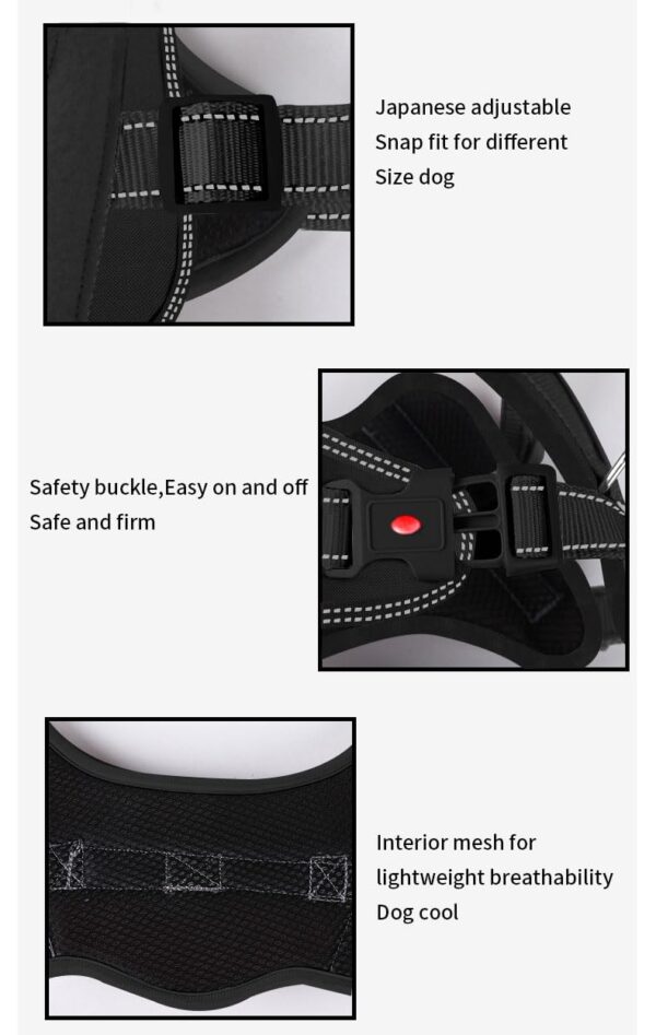 KIKA Pets Muscle Dog Harness for Large Dogs, L Size (21-35 kg Dogs), Midnight Black