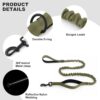 61bNuxJdRvL._SL1000_.jpg Hank Military Dog Leash | Heavy Duty Metal Hook | 3M Reflective | Stretchable Large Rope | Soft Double Handle | Suitable for Training, Walking, Adventure (Army Green 6 Feet)