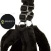 Harness for Medium Dogs Feather Soft Fur Padded Nylon Dog Harness, Dog Vest Harness Body Belt & Rope (Black, Medium) (Black, Large)
