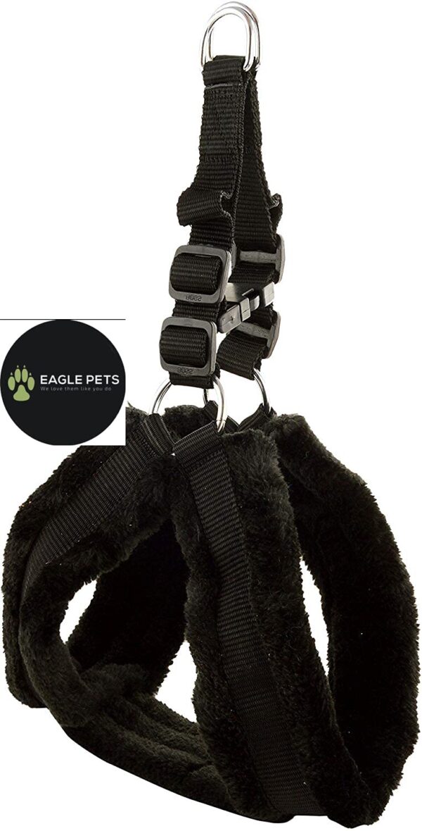 Harness for Medium Dogs Feather Soft Fur Padded Nylon Dog Harness, Dog Vest Harness Body Belt & Rope (Black, Medium) (Black, Large)