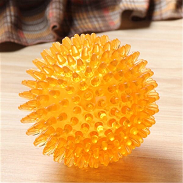 61beEqKH0XL._SL1000_.jpg Woofy EETOYS Durable Dog Spike Ball, Squeaker Spiky Ball Squeaky Dog Toy for Tooth Cleaning, Training, Play Fetch, Boring - Orange Color Large Size