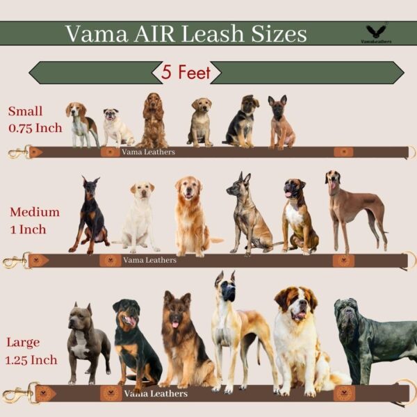 61bmHOA6sLL._SL1080_.jpg Vama AIR Leash Sustainable & EcoFriendly 100% Natural Cotton Solid Brass Hook Super Durable Anti Slip Leash for Large Dogs 5 Feet Long X 1.25 Inch Wide Hand Made Cocoa Brown
