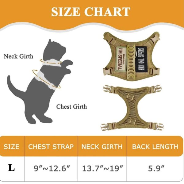 61c8z38bm9L._SL1080_.jpg Tactical Cat Small Dog Harness with Escape Proof Adjustable Pet Vest Harness, Soft Mesh with Control Handle, Gift with Patch Military Style Harness (Large,Khaki)