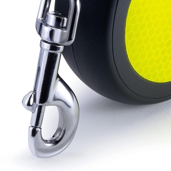 61chyaXXc8S._SL1500_.jpg Flexi Retractable Dog Leash, New Neon Tape Leash, 5m/16 ft, Holds up to 25 kg | Anti-Slip Grip Handle, One-Hand Brake System | Suitable for Medium Dogs | Yellow