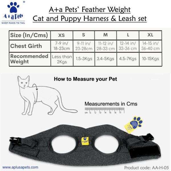 A+a Pets' Feather Weight Cat and Dog Harness & Leash Set – Escape Proof, Adjustable, No Pull, Soft Padded Vest for Persian Cats, Kittens, Small Dogs (Green, L)