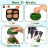 4-in-1 Dog Toys, Frozen Dog Treat to Keep Them Busy, Treats Puzzle Ball Toy, Interactive Treat Dispensing Dog Toy, Durable Rubber Chew Toys, DIY Freezable Fillable Treat Toy (Green Medium)