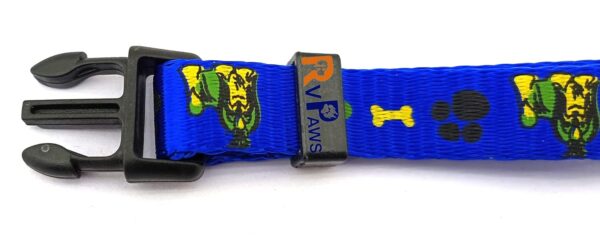 RvPaws 15 MM Paw/Bone Printed Soft Nylon Collar Belt and Leash Set for Small Breed Dog and Puppies - Blue