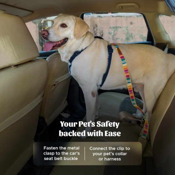 PetWale Colourful Stripes Dog Cat Car Seat Belt | Safe Travel Companion | Built to Last | Adjustable Length Long Lasting | Easy to Hook & Comfortable to Use