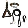 Hachiko:-(Combo of 3) Amazing Quality Nylon Padded Adjustable Dog Harness+Choke Hachiko:-(Combo of 3) Amazing Quality Nylon Padded Adjustable Dog Harness+Choke Collar+Rope(Small,Army-Black)